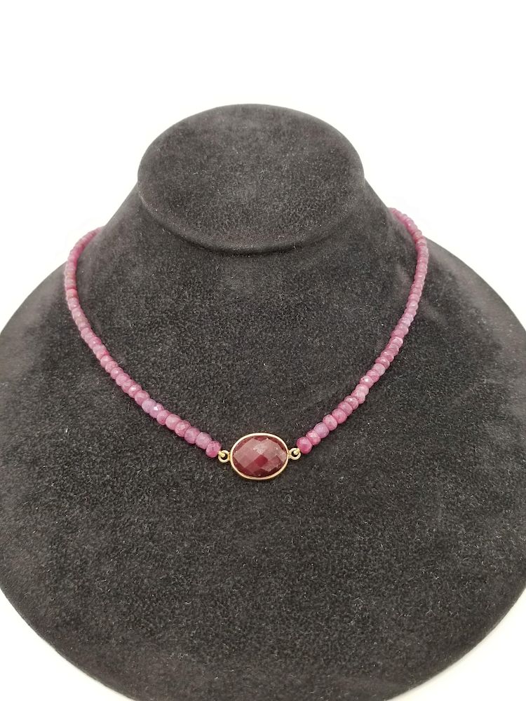 Appraisal: K Gold Ruby Beaded Necklace K Gold Ruby Beaded Necklace