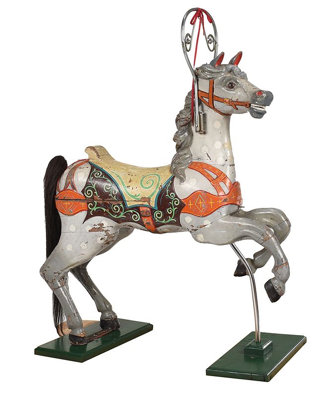 Appraisal: Carved and Painted Carousel Horse probably American th century prancing