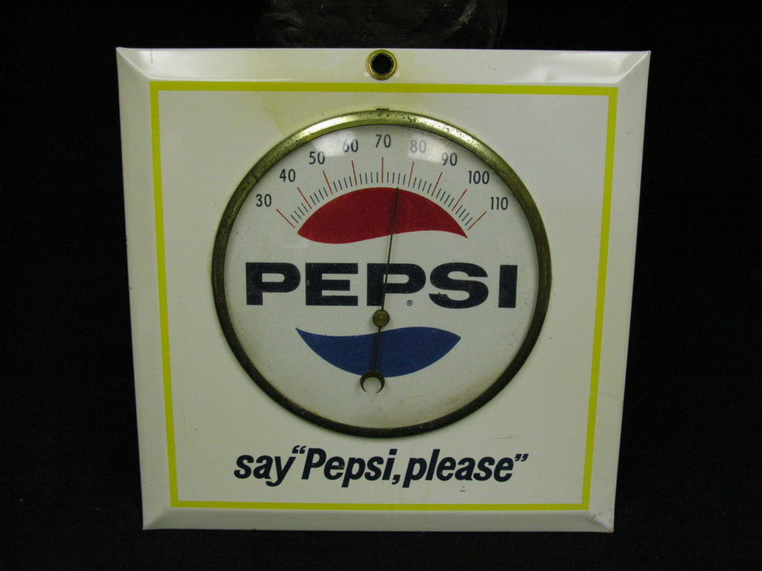 Appraisal: PEPSI WALL THERMOMETER Pressed tin Size by