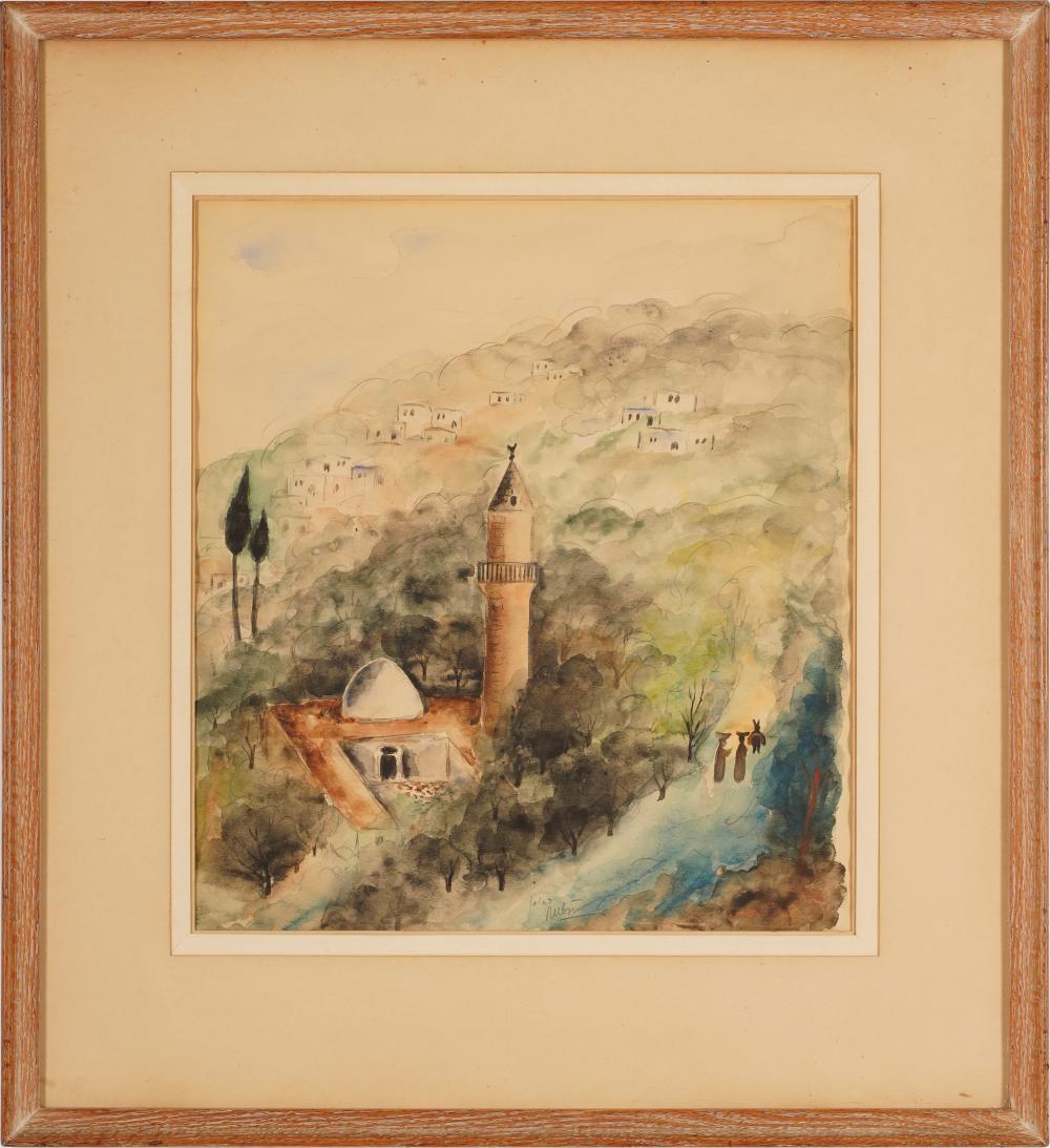 Appraisal: REUVEN ZELICOVICI RUBIN - SAFED MOSQUEwatercolor on paper signed Provenance