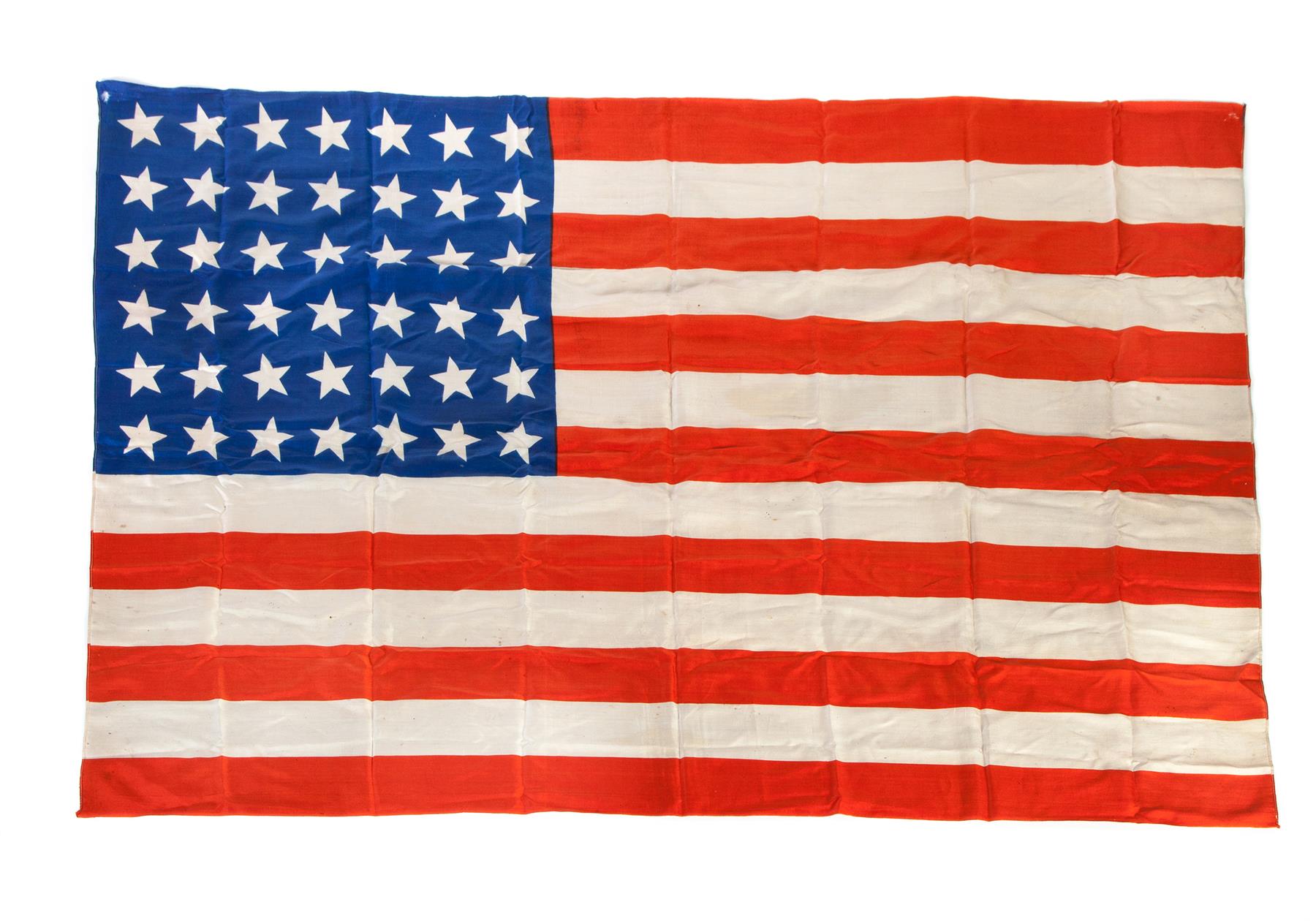 Appraisal: PRINT SILK AMERICAN FLAG WITH STARS American ca Good color