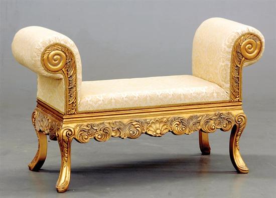 Appraisal: Continental giltwood and upholstered window seat bench seat flanked by