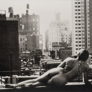 Appraisal: Artist Unknown Reclining Nude on New York Rooftop gelatin print