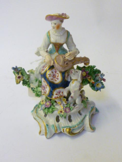 Appraisal: A BOW PORCELAIN FIGURE of a young lady seated and