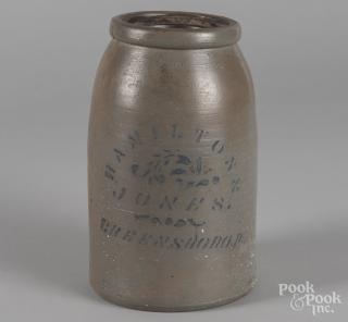 Appraisal: Western Pennsylvania stoneware crock th c with cobalt stenciled inscription