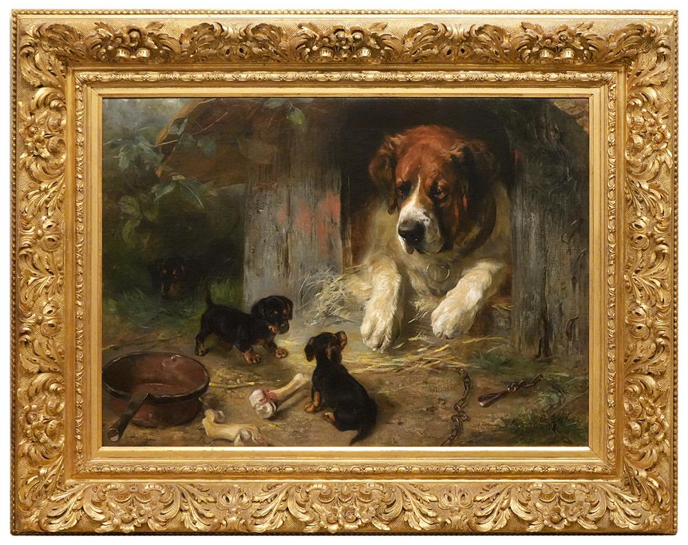 Appraisal: ATTRB MAX LUDWIG LEBLING PAINTING OF DOGSMax Ludwig Lebling Germany