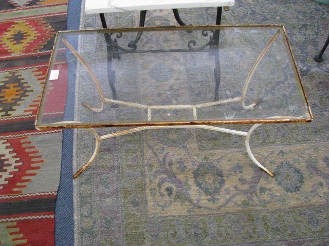 Appraisal: Wrought Iron Side Table glass top