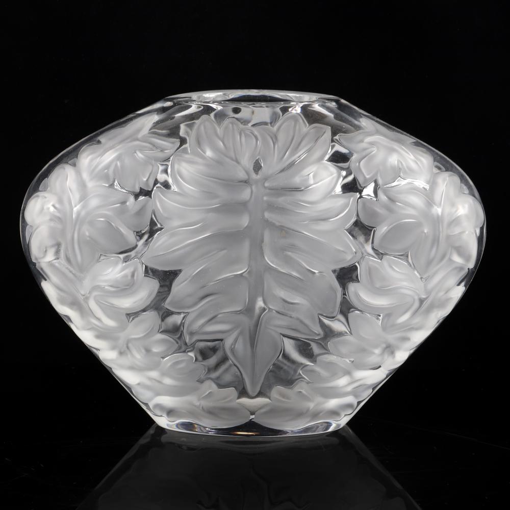 Appraisal: MARIE-CLAUDE LALIQUE FRANCE LIMITED EDITION ART GLASS PILLOW VASE WITH