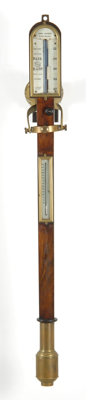 Appraisal: ANTIQUE AMERICAN JOHN HAYDEN STICK BAROMETER th CenturyWith whale ivory