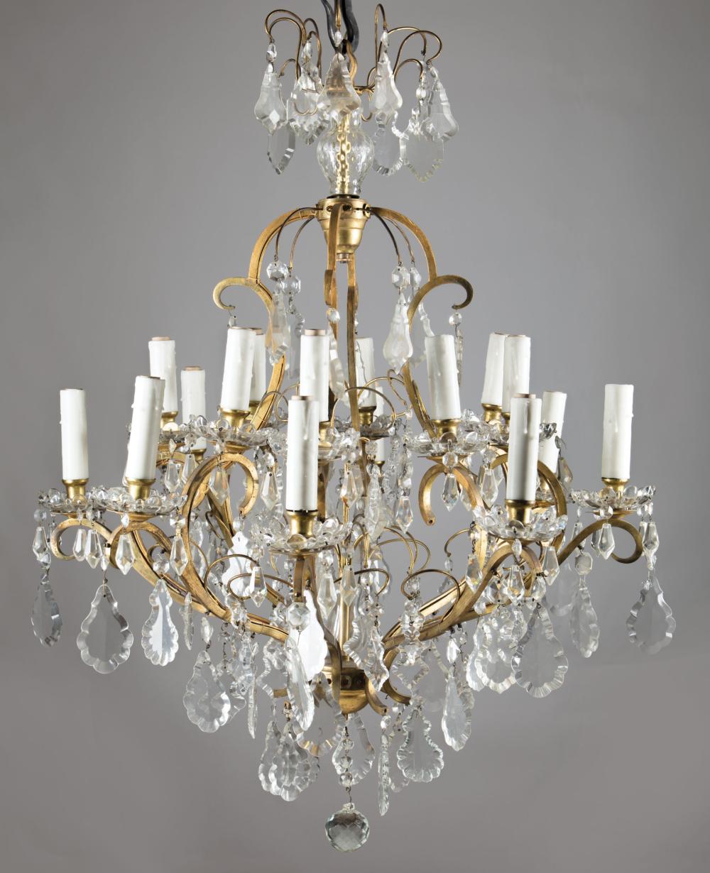 Appraisal: Louis XVI-Style Bronze and Cut Crystal Sixteen-Light Chandlier th c