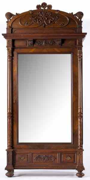 Appraisal: American Art Nouveau Armoirelate th century walnut and walnut veneers