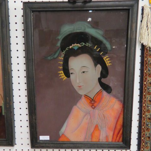 Appraisal: Chinese Reverse Painting on Glassof a woman very fine x