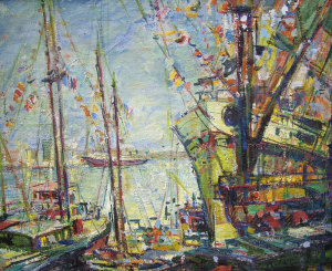 Appraisal: R Ingold mid th century- Sydney Harbour with the Royal