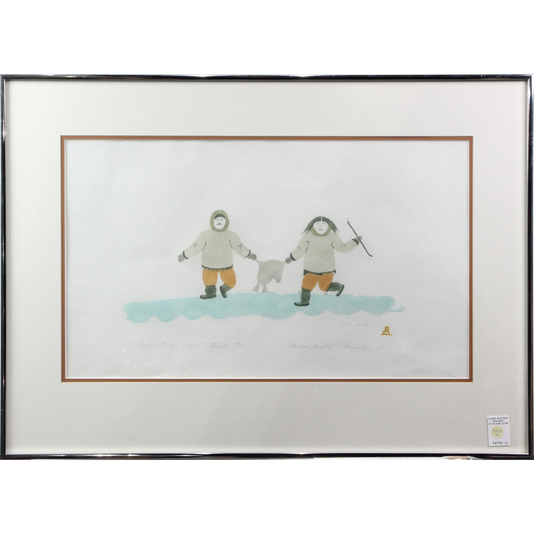 Appraisal: PRINT MALAYA AKULUKJUK Malaya Akulukjuk Inuit - Happy With Their