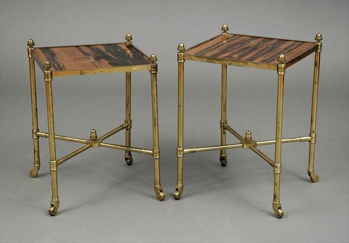 Appraisal: Pair of Regency-Style Brass and Coramandel Stands and x x