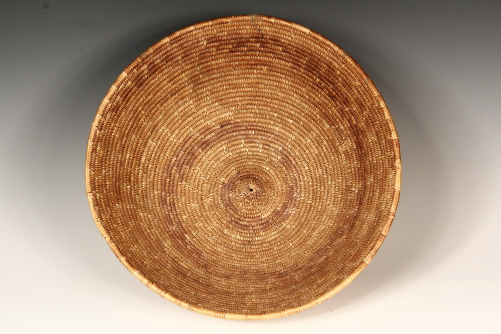 Appraisal: MISSION BASKET - Deep Bowl in coil built willow with