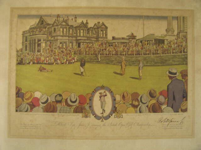 Appraisal: Bobby Jones Autographed Golf Color Lithograph from when Robert Tyre