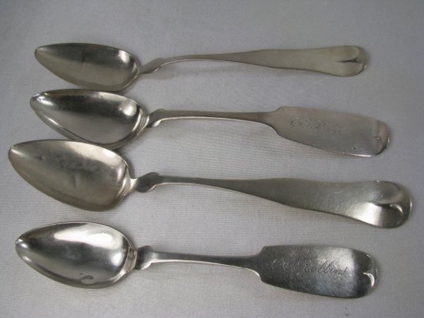 Appraisal: Spoons stamped N Matson A Sanborn Lowell All spoons have