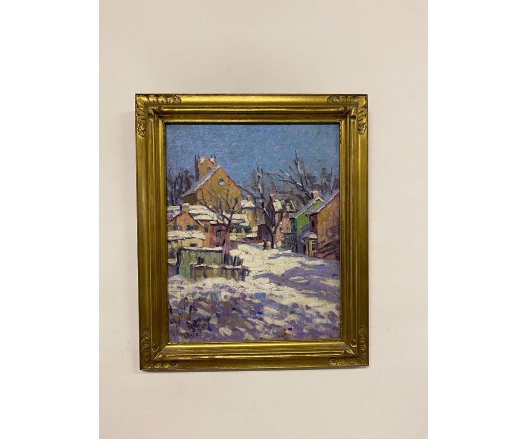 Appraisal: Vira Scheibner - PA oil on canvas Impressionist snow scene