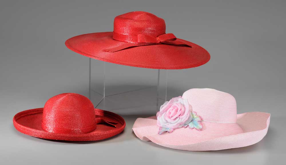 Appraisal: Three Kentucky Derby Ladies' Hats two red by Frank Olive