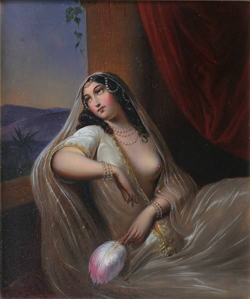 Appraisal: A French painted zinc panel Fatima after a painting by