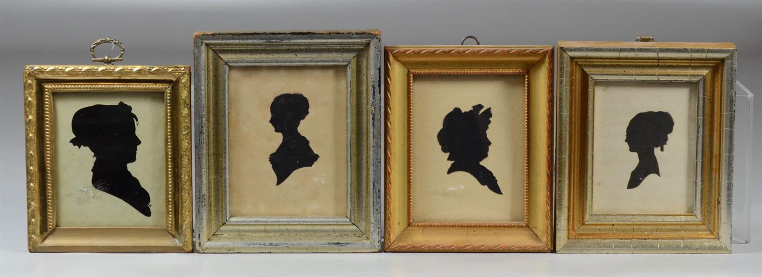 Appraisal: bust portrait cut paper silhouettes of women one with bronzed