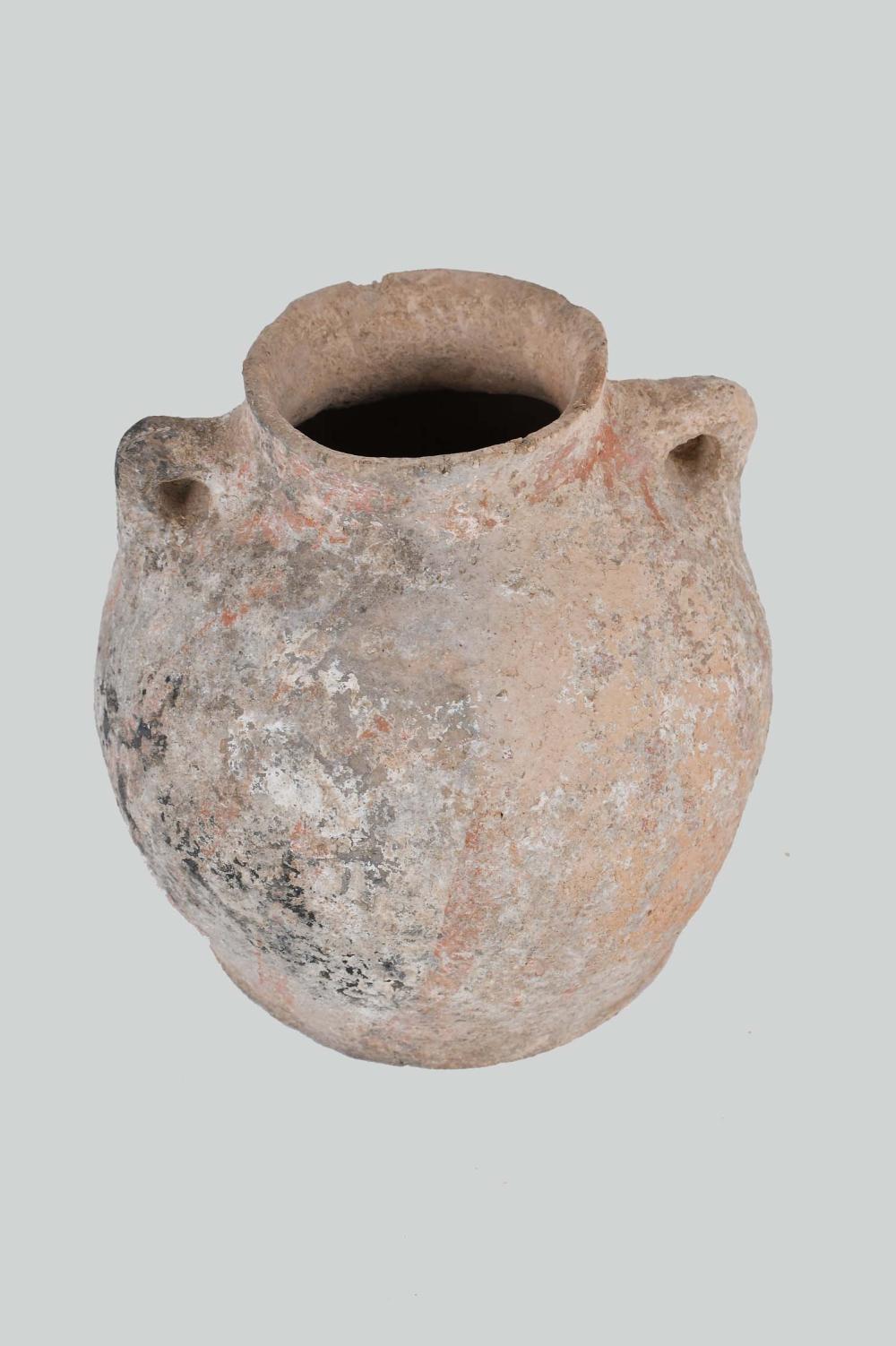 Appraisal: LATE BRONZE AGE TERRA COTTA TWO-HANDLED WATER JARJudea B C