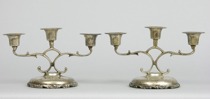 Appraisal: Two Small Candelabra in Mexican Silver Pair of two short