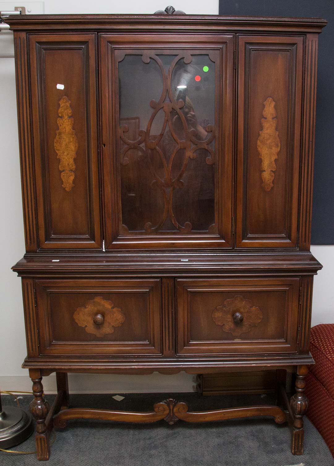 Appraisal: Jacobean style china cabinet