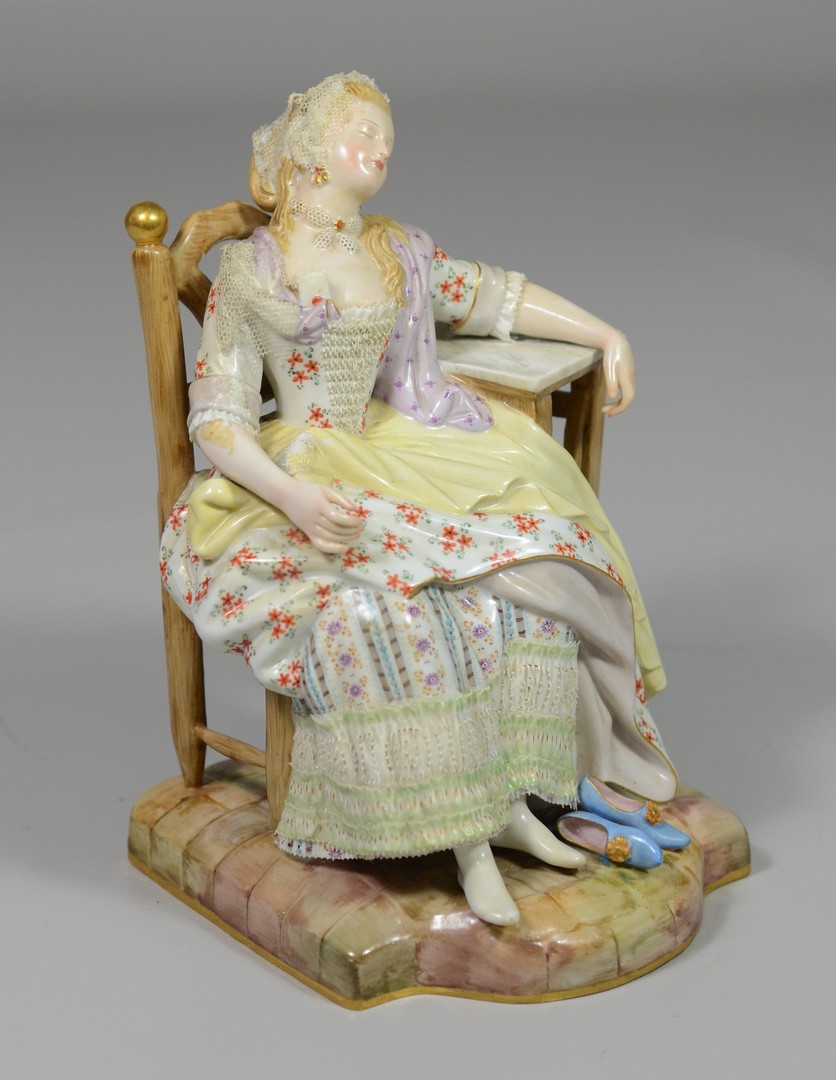 Appraisal: Meissen porcelain figurine Model E Girl Sleeping in Chair modeled