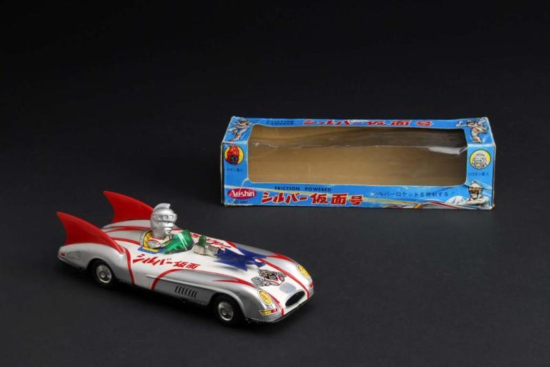 Appraisal: Spectra Man Race Car Toy Description Japanese Made by Aoshin