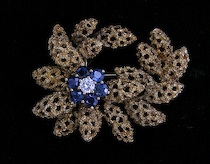 Appraisal: A Ladies' Gold Diamond Sapphires Brooch k yellow gold brooch