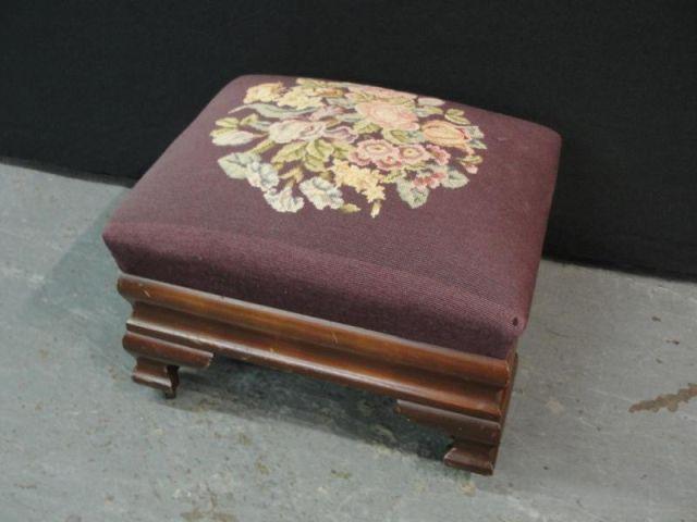 Appraisal: Empire Needlepoint Foot Stool From a White Plains home Dimensions