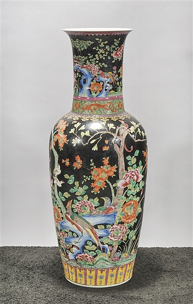 Appraisal: Tall Chinese enameled porcelain vase famille rose flowers trees and