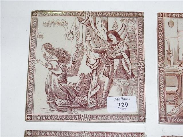 Appraisal: SIX VICTORIAN TILES cream depicting court scenes x