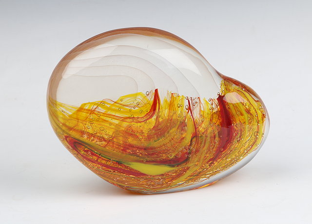 Appraisal: A MURANO GLASS SCULPTURE of pebble form the upper section