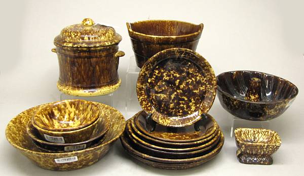 Appraisal: Sixteen pieces of Rockingham or flint enamel glazed pottery th