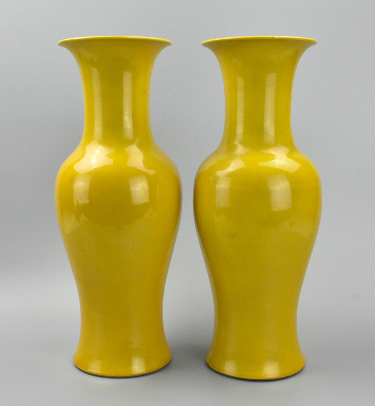 Appraisal: PAIR OF CHINESE YELLOW GLAZED VASES T- H C A