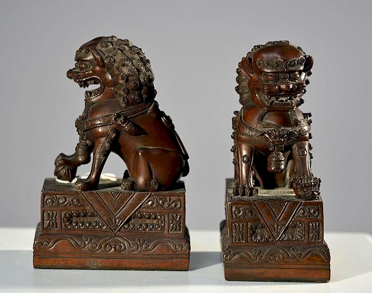 Appraisal: Pair Chinese Cast Bronze Foo Dogs Pair Chinese th th