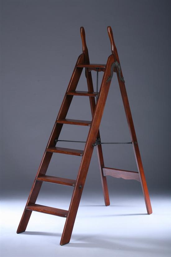 Appraisal: MAHOGANY FOLDING LADDER circa - in x in x in