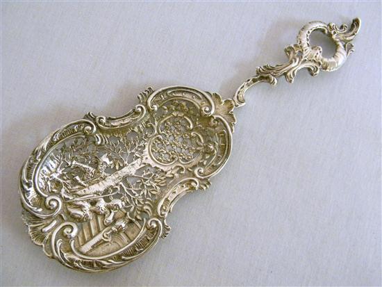 Appraisal: STERLING Pierced server possibly Dutch Continental courting couple scene break