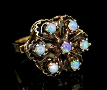 Appraisal: Another Opal Cluster Ring k yellow gold band approx mm