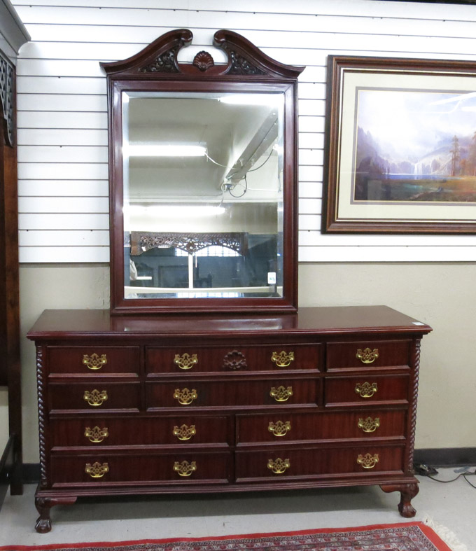 Appraisal: CHIPPENDALE STYLE MAHOGANY LONG DRESSER WITH MIRROR th century having