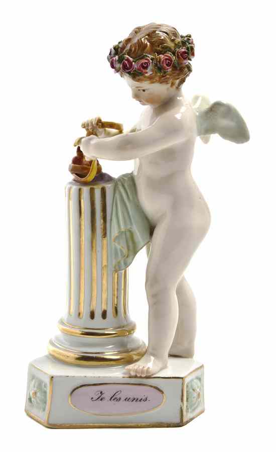 Appraisal: A Meissen Porcelain Figure Je les Unis depicting a putto