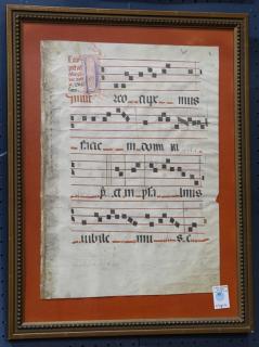 Appraisal: Framed Antiphonal music sheet h x w Framed Antiphonal music