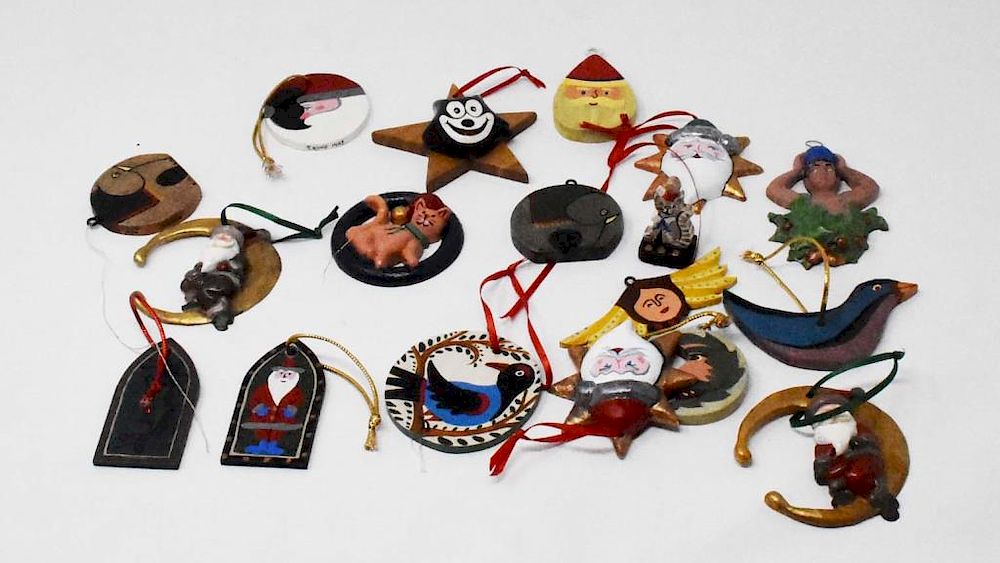 Appraisal: wooden Christmas ornaments wooden Christmas ornaments by Tom King Condition