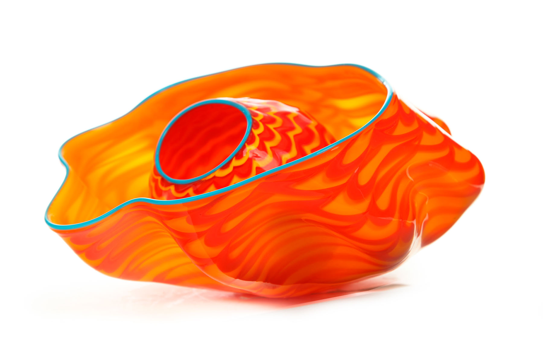 Appraisal: TWO-PIECE GLASS SCULPTURE ''SEAFORM'' BY DALE CHIHULY AMERICAN B Signed