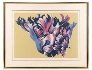 Appraisal: Lowell Nesbitt Black Parrot Tulip Serigraph Lowell Nesbitt American -