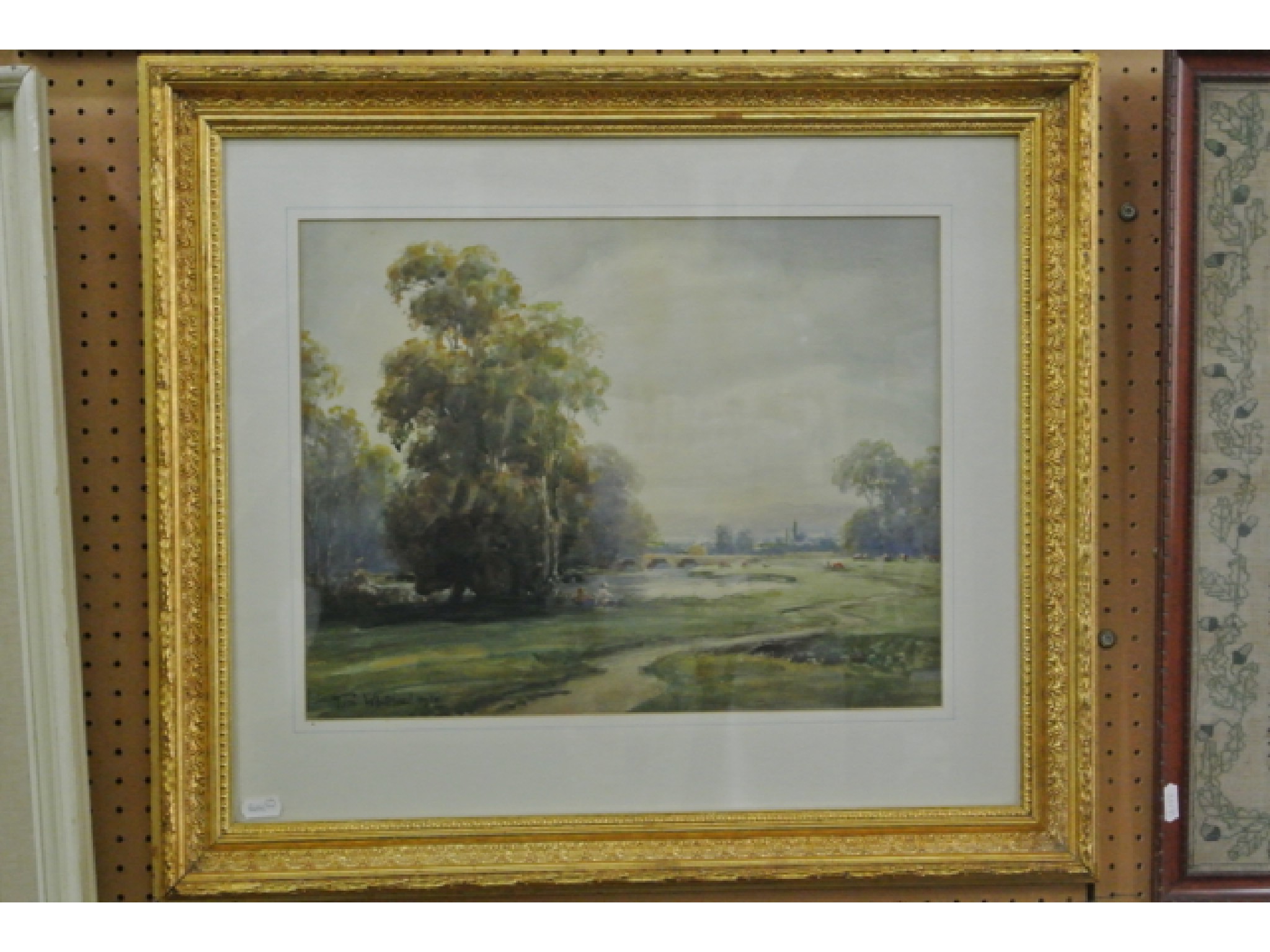 Appraisal: A th century gouache painting of a river landscape with