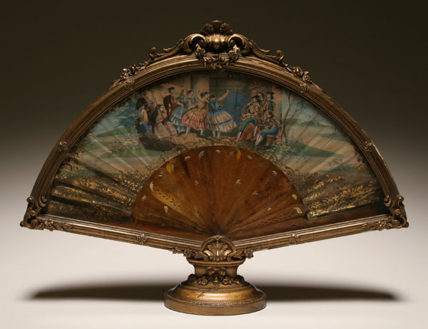 Appraisal: A th century Continental tortoise shell and paper folding fan